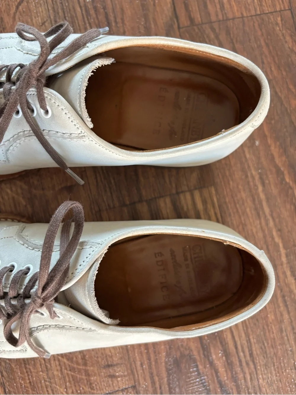 CHEANEY for EDIFICE Made in England White Buck Derby Shoes 7.5